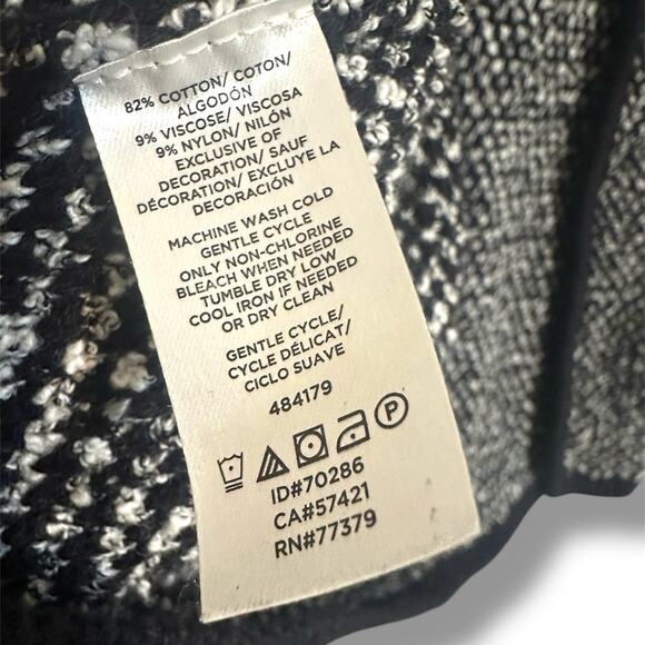 Ann Taylor Black and White Cardigan with Lapel Collar soft cotton blend Large - Picture 5 of 6